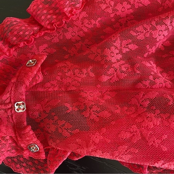 Vintage 80s Blush Lace Red Teddy Made In USA Size Small S Stretch Lingerie - Picture 3 of 7
